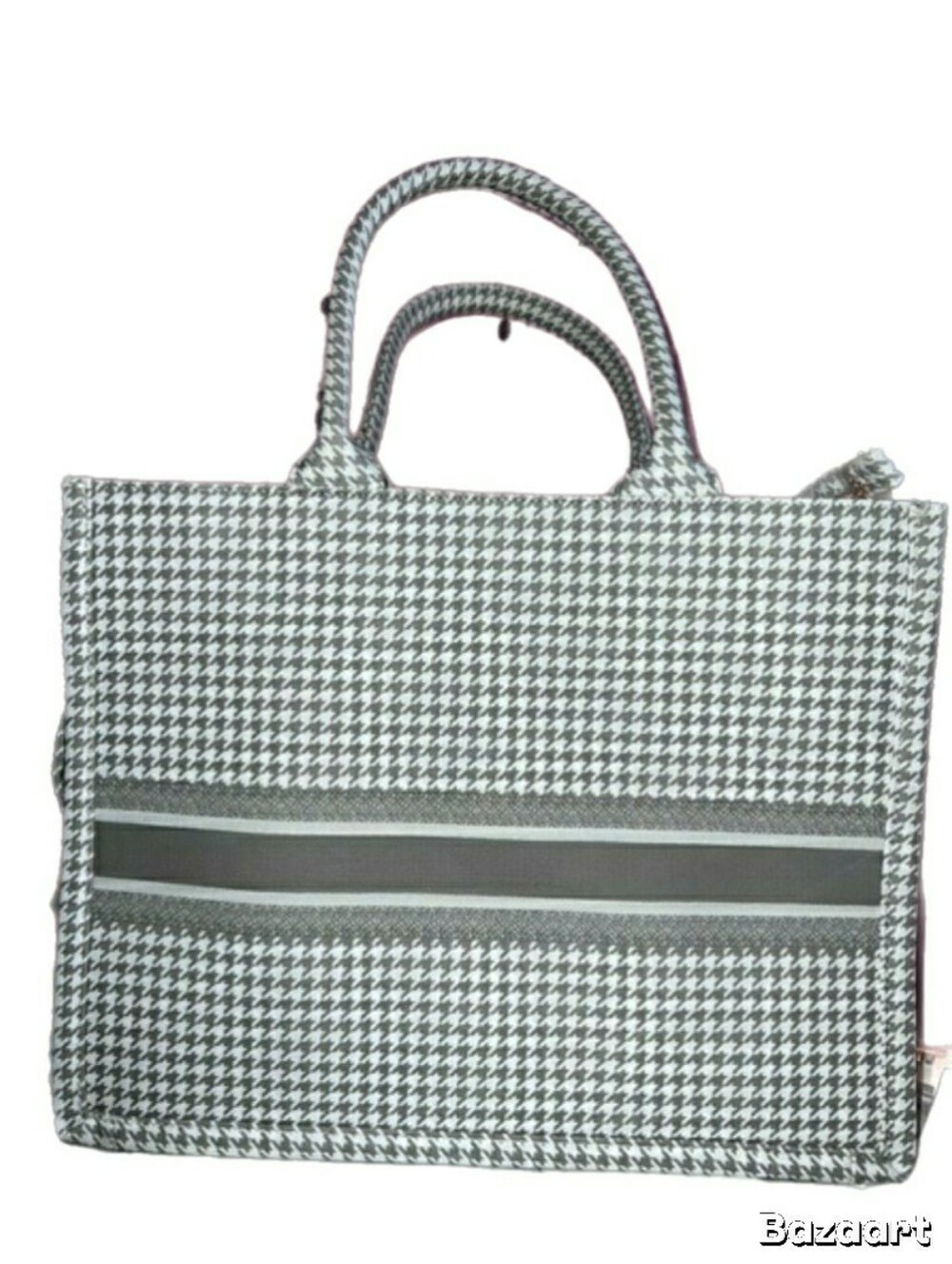 Gray Houndstooth Tote Bag - Classic Everyday Carry